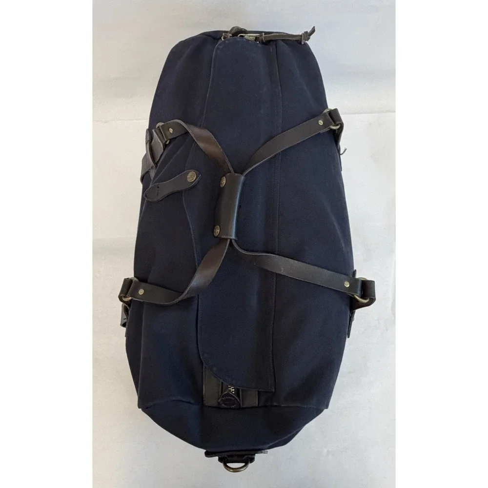 Filson Rugged Twill Duffle Bag| Medium (43L) Navy Blue Canvas and Leather USA